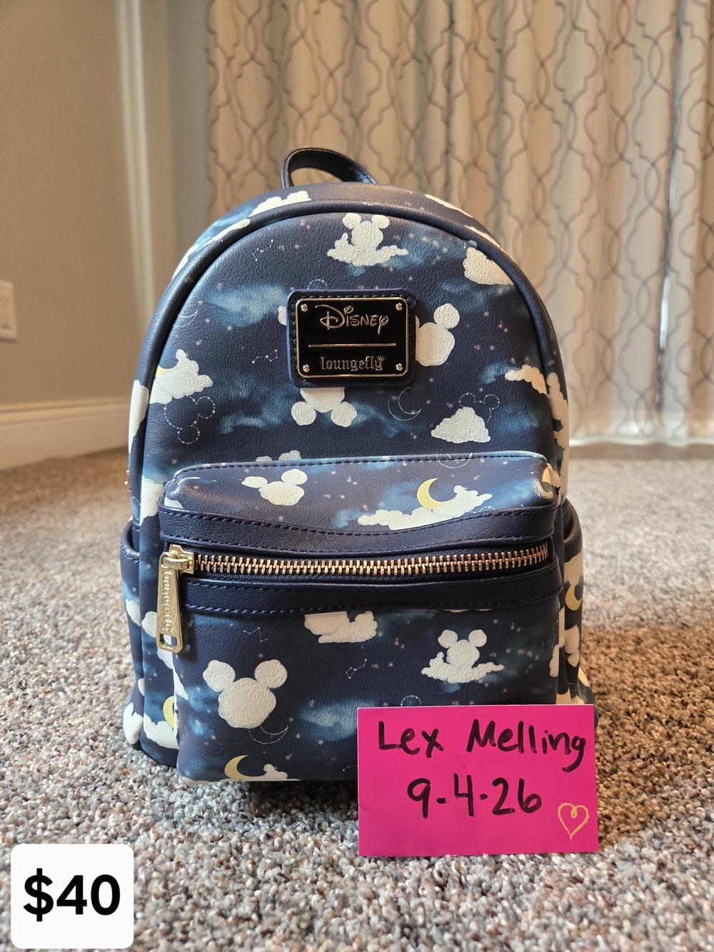 Loungefly Navy Mickey Moon & Cloud Mini Backpack